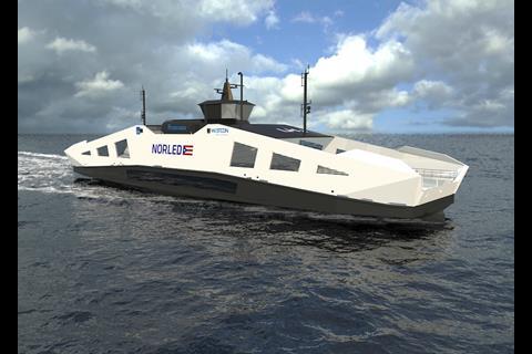 Norled’s hydrogen-fuelled ferry is due to make her debut in 2021 (image credit: LMG Marin).
